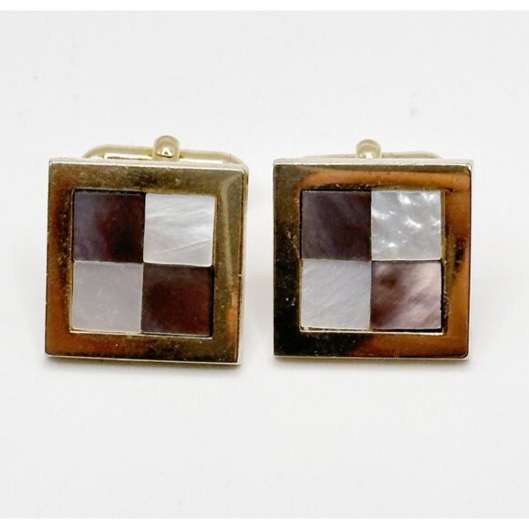 Swank Mother Of Pearl Abalone Cufflinks - Picture 1 of 3